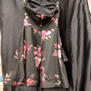 B Darlin Elegant Black Skirt with Pink Floral Design